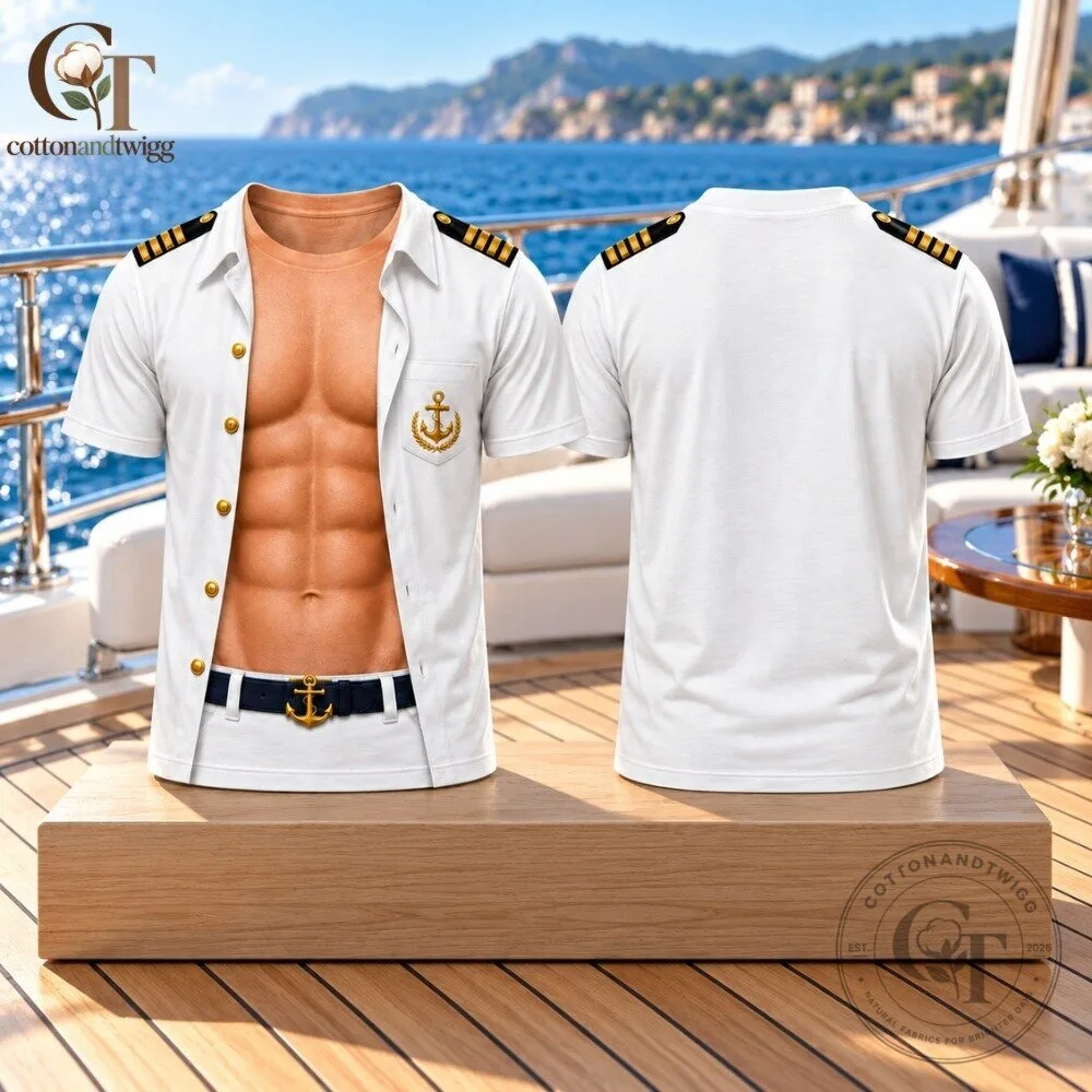 Funny Captain 3D Abs Graphic T-Shirt - Fake Muscle Sailor Costume Tee 4 Funny Captain 3D Abs Graphic T-Shirt - Fake Muscle Sailor Costume Tee