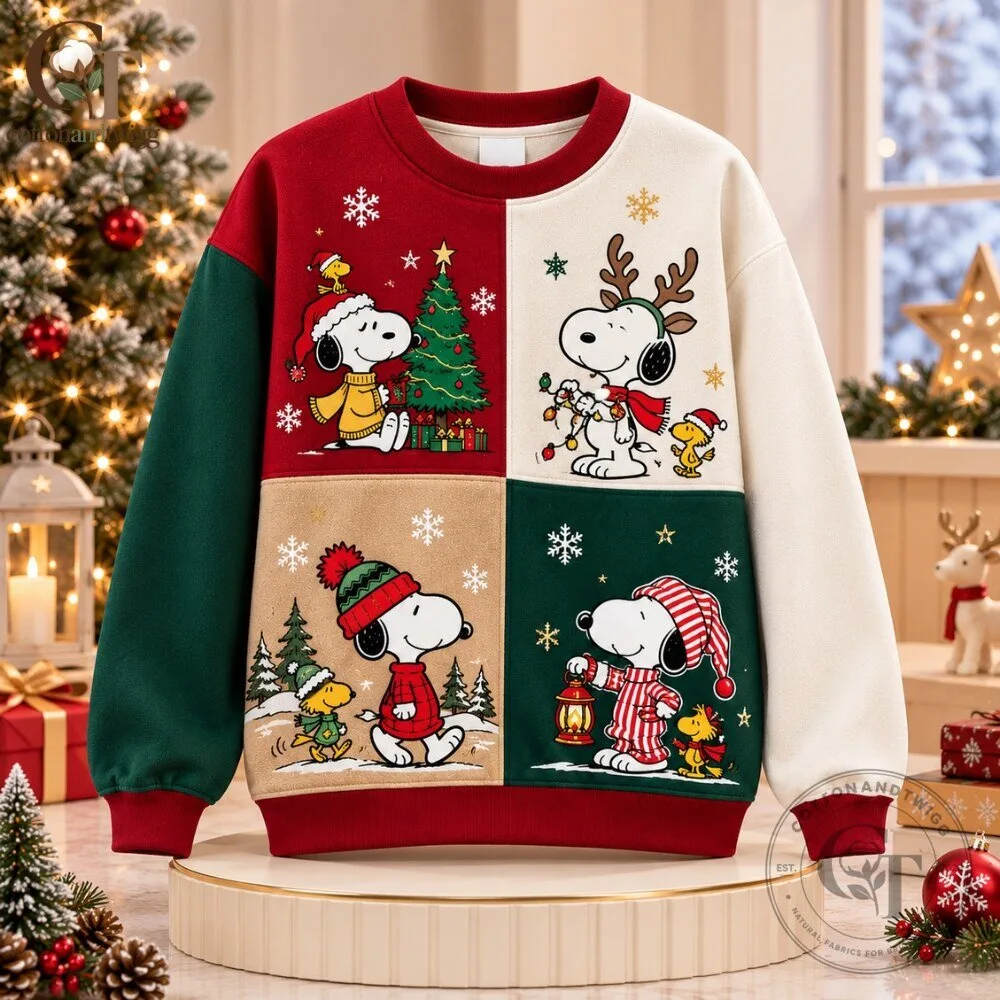 Peanuts Snoopy Christmas Patchwork Sweatshirt