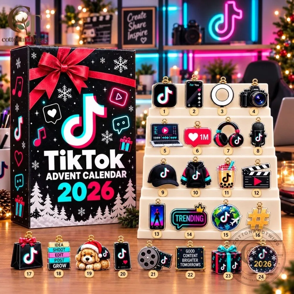 TikTok Advent Calendar 2026 - 24 Days Christmas Countdown Box with Social Media Charms Gift Set