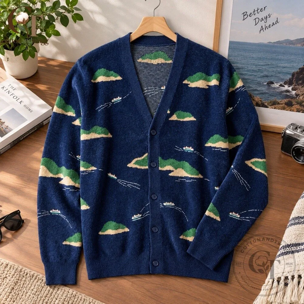 Scenic Island & Boat Knit Cardigan 2026 3 Scenic Island & Boat Knit Cardigan 2026