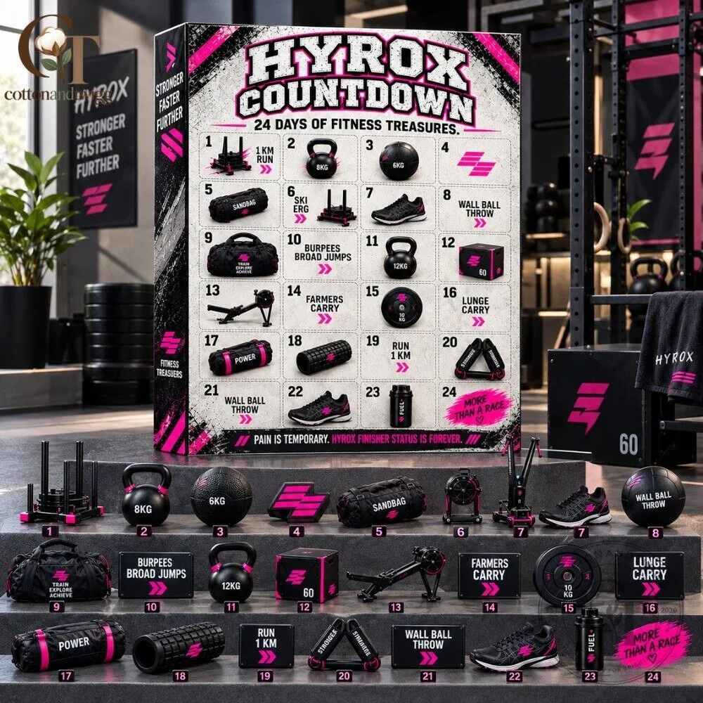 HYROX Fitness Advent Calendar 2026 - 24 Days Workout Gear & Accessories Christmas Countdown Box