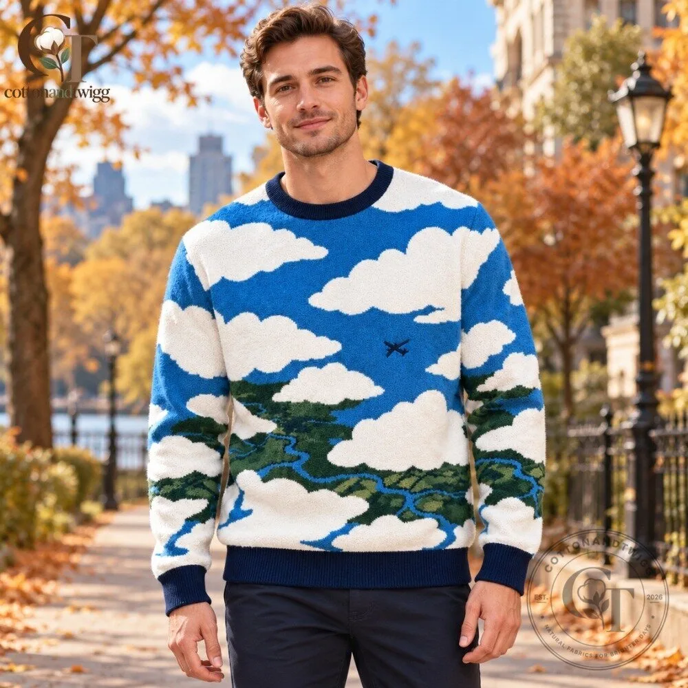 Cloud Crew Knit Sweater 2026 - Vintage Sky Landscape Blue Crewneck Pullover 5 TechAdvents Advent Calendar 2026 - 24 Days Cute Tech Mystery & Kawaii Christmas Countdown Box