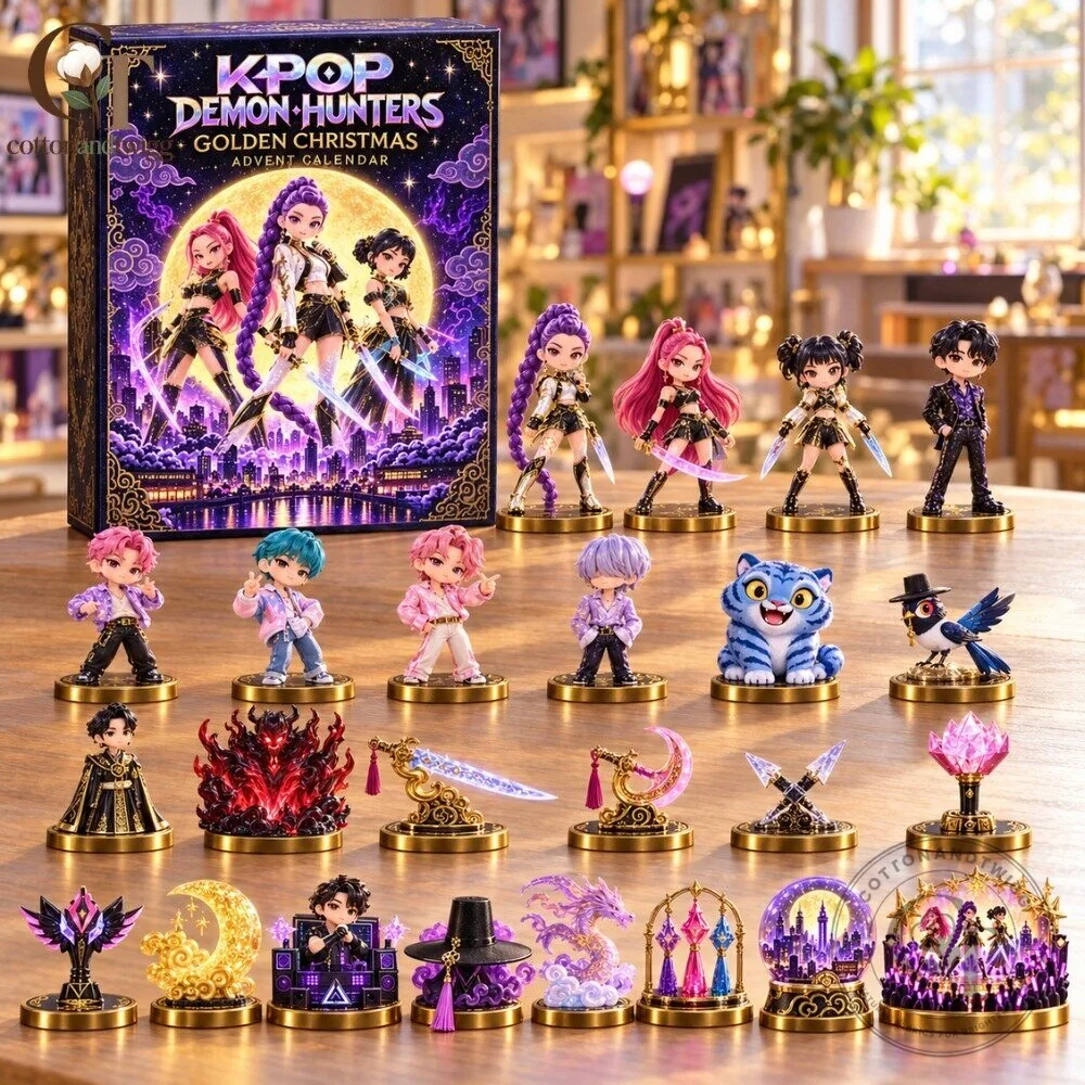 KPOP Demon Hunters Advent Calendar 2026 - Golden Christmas Anime Girls Christmas Countdown Box