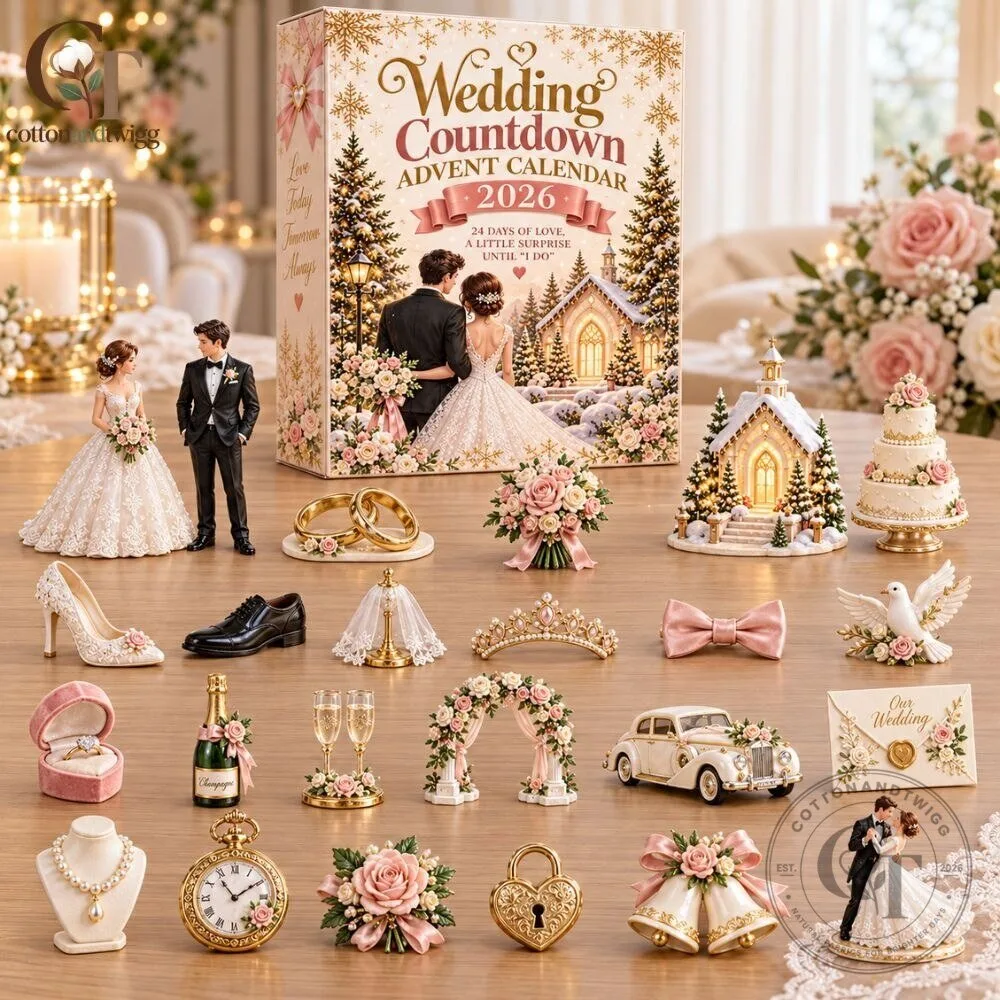 Wedding Countdown Advent Calendar 2026 - 24 Days Bridal Keepsakes & Romantic Christmas Countdown Box