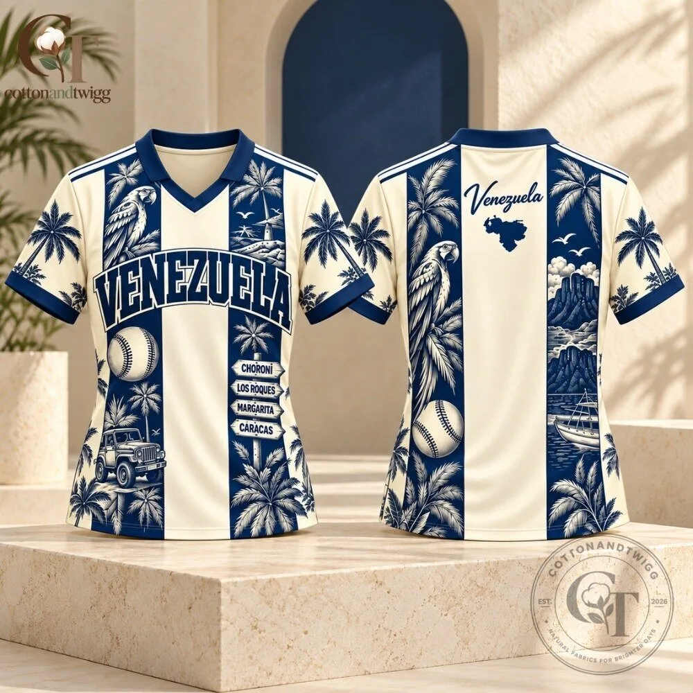 Venezuela Tropical Jersey Shirt 2026 - Vintage Floral Blue Jersey Shirt Gift Christmas